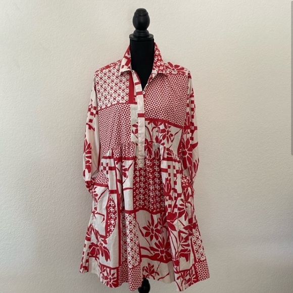 Dresses & Skirts - Maeve Anthropologie Red White Shirt Dress size M perfect vacation/lunch/party